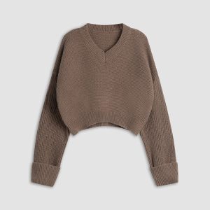 Minimalism V Neck Pullover Sweater