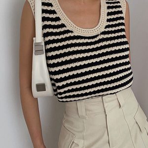 Classy Stripe Crochet Sweater Vest