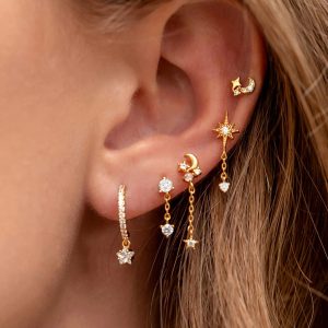 Stars and Moon Earrings-5 Pieces
