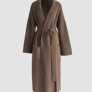 Solid Knit Trench Coat