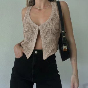 Classic Hook-and-Eye Knit Vest