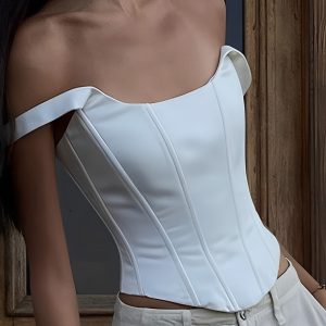 Ivory Glow Tied Crop Corset Top