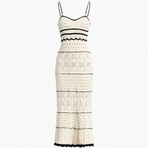 Paros Crochet Eyelet See Through Midi Dress