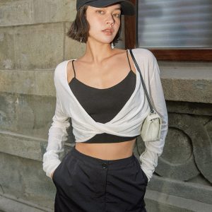 Twist Cover Up Crop Knit Top