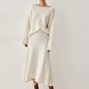 Oversized Sweater Two Piece Skirt Set