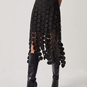 Laser Cut Multi Circle Double Layered Skirt