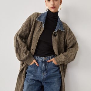 Diamond Stitch Knitting Longline Cardigan