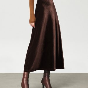 High Waist Velvet Maxi Skirt