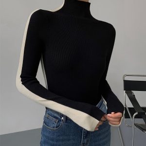 Two Tone Double Sided Long Sleeve Knit Top