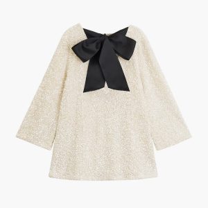 Sequins Velvet Bowknot Mini Dress