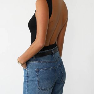 Slinky Open Back Sleeveless Bodysuit