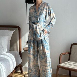 Printed Tie Up Pants Set