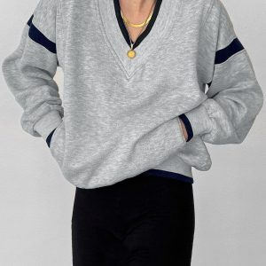 Contrast Trim Oversized Sweatshirt