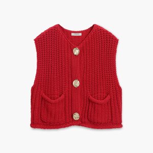 Crochet Button-Front Sweater Vest
