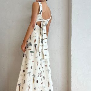 Tropical Print Knotted Long Dress