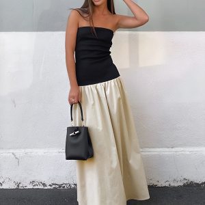 Contrast Color Tube Long Dress