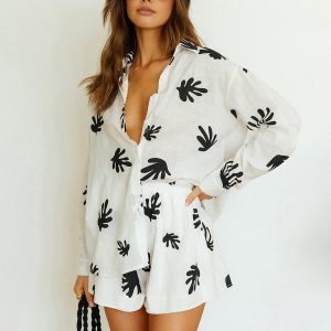 Chill Life Plant Print Shorts Set