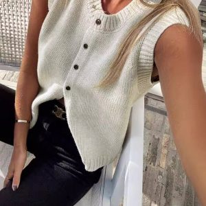 Casual Button Up Sweater Vest
