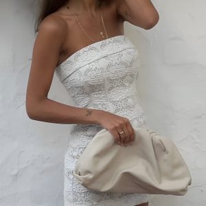 Semi-Sheer Lace Tube Short Dress
