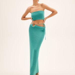 Seagrass Knotted Split Sweater Set