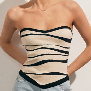 Two-Tone Waves Tube Knit Top