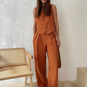 Cotton & Linen Pants Set