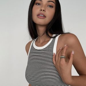 Striped Crew Neck Tank Top