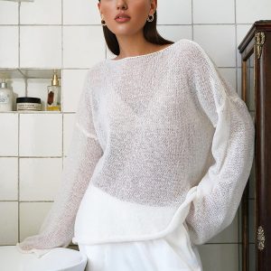 Hollow Draped Snug Knit Top