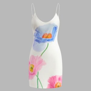 Backless Floral Short Dress