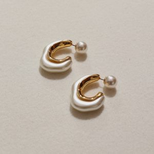 Silver Needle Pearl Earrings