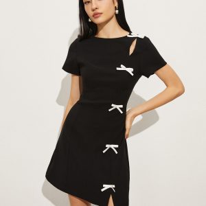 Bow Side Split Short Dress