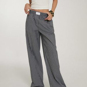 Casual Striped Wide Leg Pants