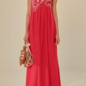 Embroidered Fish Semi-Sheer Cami Dress