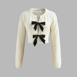 Bow Knotted Cozy Crop Knit Top