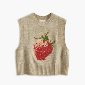 Crew Neck Strawberry Sweater Vest