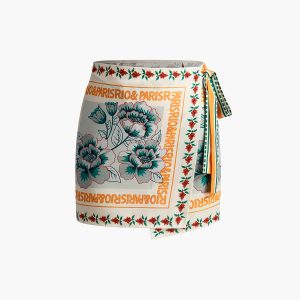 Vacation Print Asymmetrical Mini Skirt