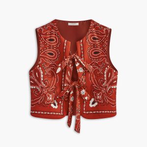 Paisley Printed Tie Front Vest