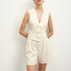 Knotted Sleeveless Shorts Set