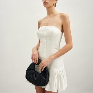 Cotton Blends Pleated Bubble Tube Dress