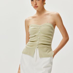 Strapless Split Pearl Sweater Vest