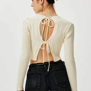 Cutout Tie Back Knit Cardigan