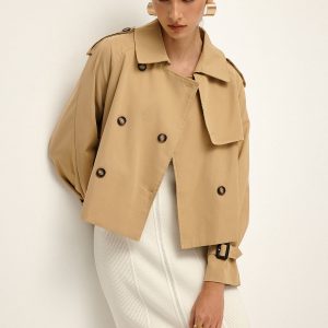 Breasted Lapel Trench Coat