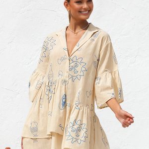 Oversized Sun Print Short Dress