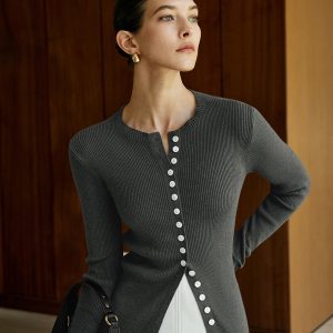 Plain Button Knit Cardigan