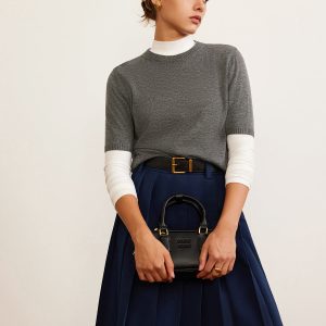 Wool-Blend Crew Neck Knit Top