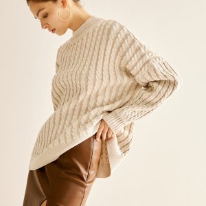 Minimalist Plain Cable Sweater