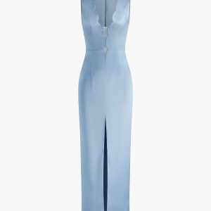 Lettuce Trim Split Tank Long Dress