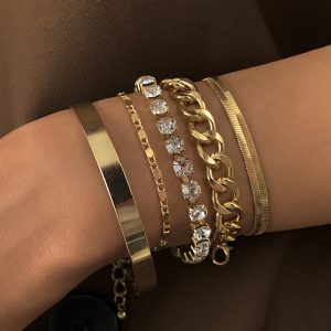 5pcs Rhinestone Snake Chain Bracelet