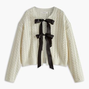 Bow Round Neck Cardigan