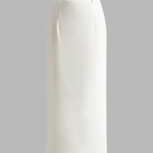 Elegant Slit Back Maxi Skirt Without Belt